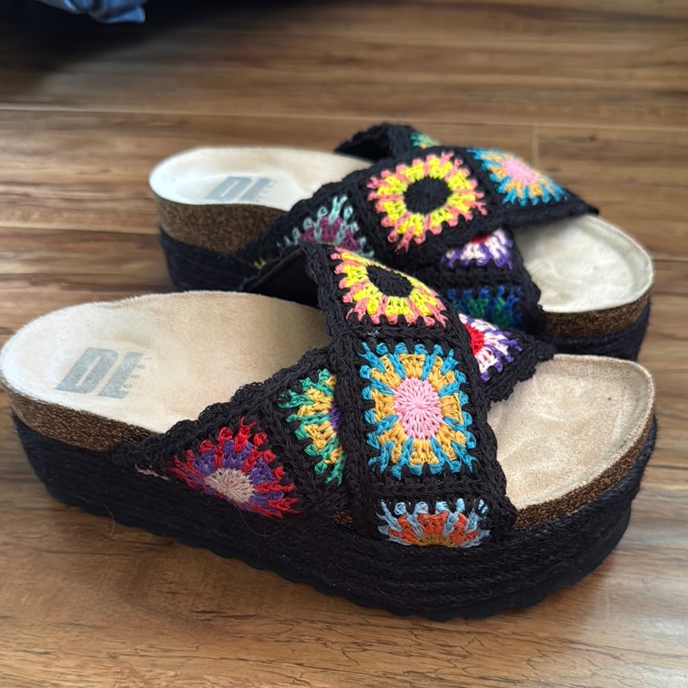 Colorful Crochet Platform Sandals